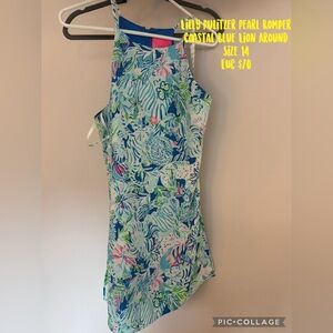 Lilly Pulitzer pearl romper coastal blue lion around
